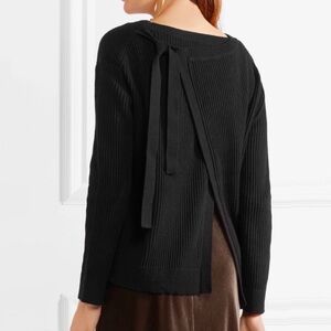 Vince Black Ribbed Sweater with Back Tie Cashmere Blend